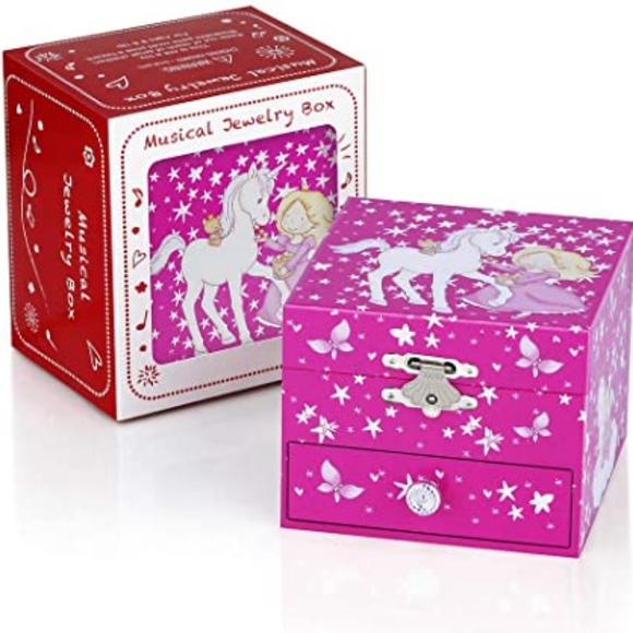 Kids Musical Jewelry Box for little Girls with Drawer and Jewelry Set with Love - Picture 2 of 4